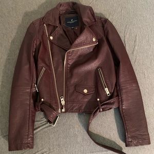 American Eagle maroon leather jacket